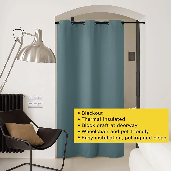 NICETOWN Greyish Green Doorway Curtain Privacy, Door Cover Curtain, Sound - Image 8