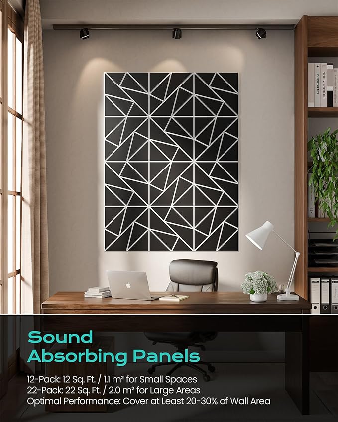 18-Pack Felt Acoustic Panels, Peel & Stick Sound Proof Foam Panels - Image 5