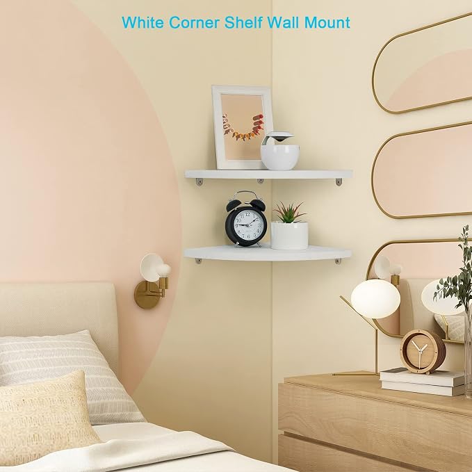 JORIKCHUO 10 inch Corner Wall Shelf Set of 2, Solid Wood Corner Floating Shelves - Image 4