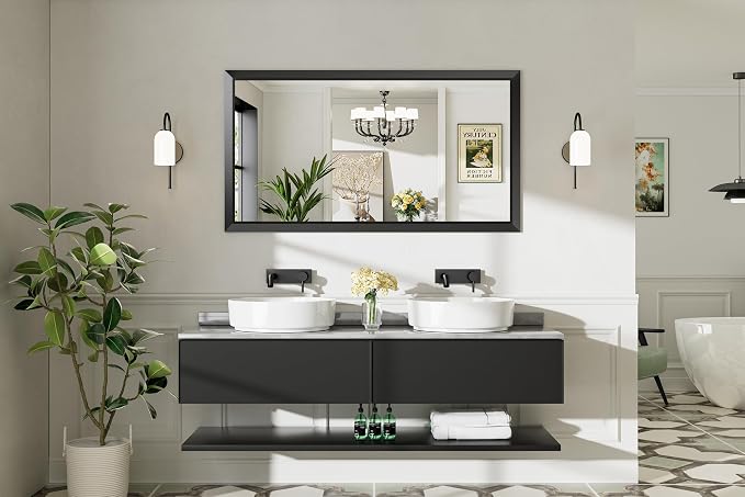 Briivue 55.1x30.1 Inch Black Bathroom Mirror - Image 8
