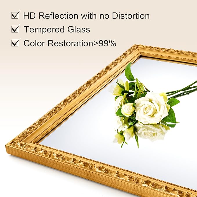 Gold Vintage Mirror, Decorative Mirrors - Image 4
