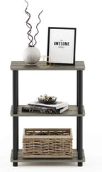 Furinno Turn-N-Tube No Tool 3-Tier Storage Shelf, French Oak Grey/Black - Image 3