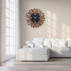 Honiway 16 Inch Wall Clocks, Rustic Wood Boho Sunburst Decorative Wall Clock - Image 2