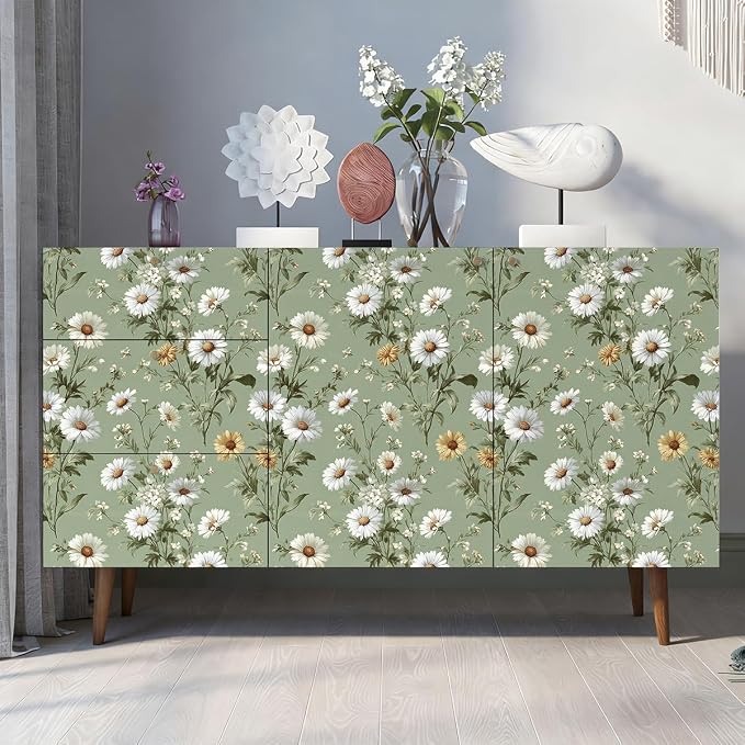 Livebor Floral Peel and Stick Wallpaper Daisy Floral Contact Paper 16.9in - Image 3