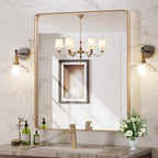 LOAAO 30”X36” Gold Bathroom Mirror, Rounded Rectangle Gold Frame Mirror - Image 8