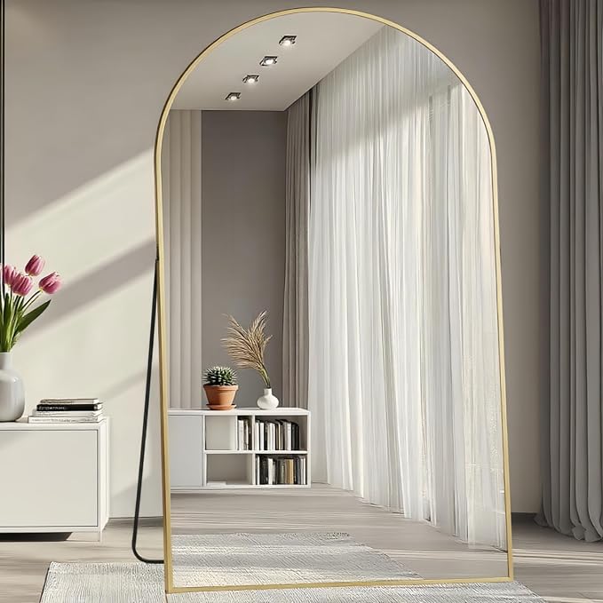 Prywot Full Length Mirror, Oversized 81"x41" Arched-Top Floor Mirror, Free - Image 2
