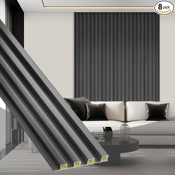 OUZUGIE WPC Acoustic Slat Wall Paneling, Living Room, TV Background, Study Room by OUZUGIE