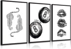 BOKPEN Trendy Black and White Leopard Canvas Wall Art, Funky Y2k Lucky 8 Ball by bokpen