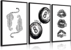 BOKPEN Trendy Black and White Leopard Canvas Wall Art, Funky Y2k Lucky 8 Ball by bokpen