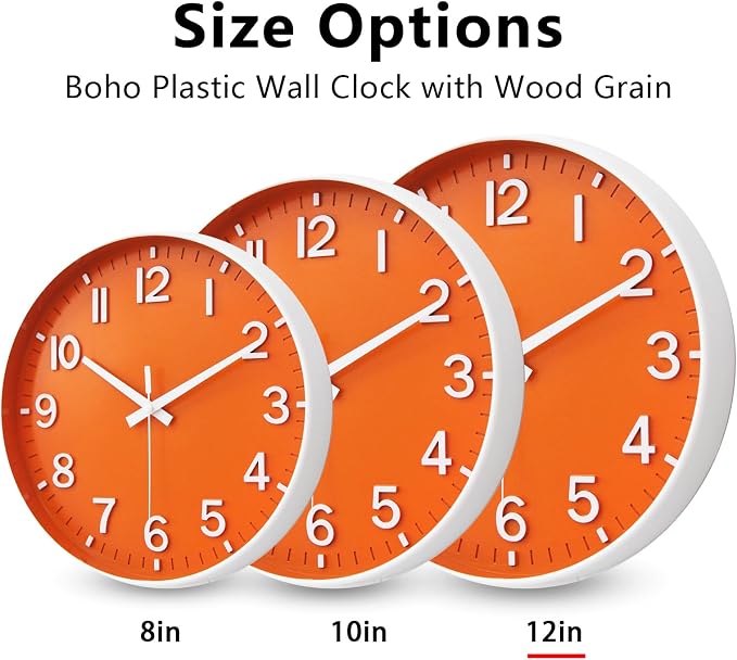 HZDHCLH Wall Clocks Battery Operated, Wall Clock Orange, 12 inch Wall Clock - Image 5