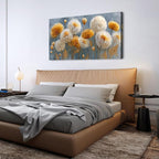 Abstract White Flower Wall Art Golden Floral Pictures Wall Decor Neutral - Image 6