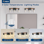Amico 3-Light Farmhouse Vanity Light Fixture, Rustic Wood Bathroom Light - Image 2
