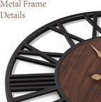 Vantic 24 Inch Large Wall Clock, Roman Numeral Wood Oversized Wall Clocks - Image 5