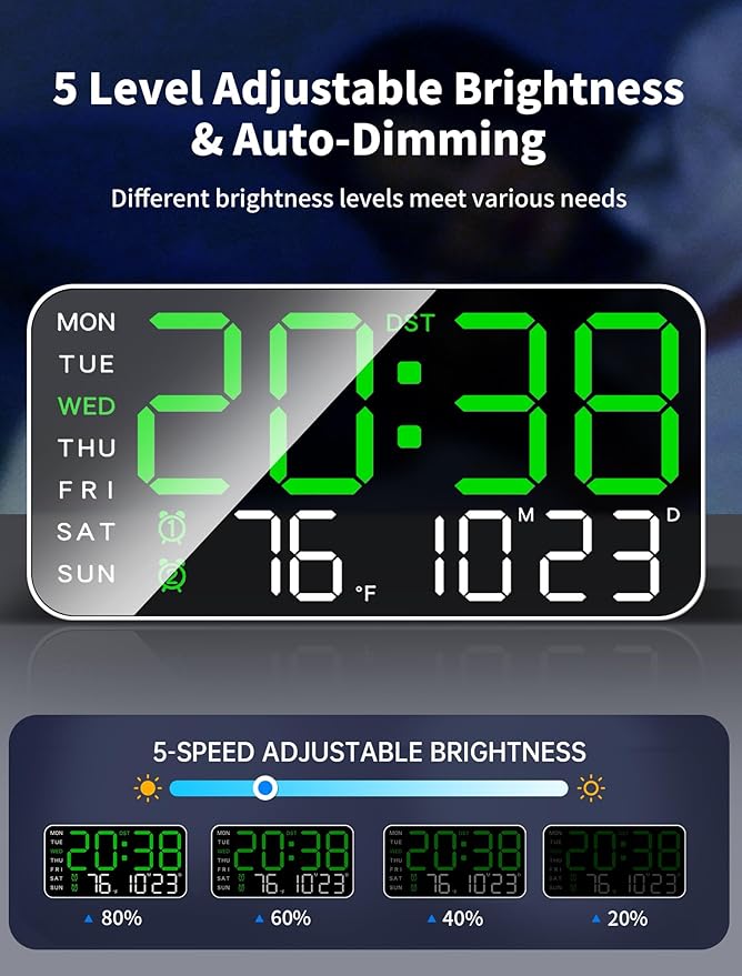 MASHI 8.4''Large Digital Wall Clock, Led Alarm Clock - Image 4