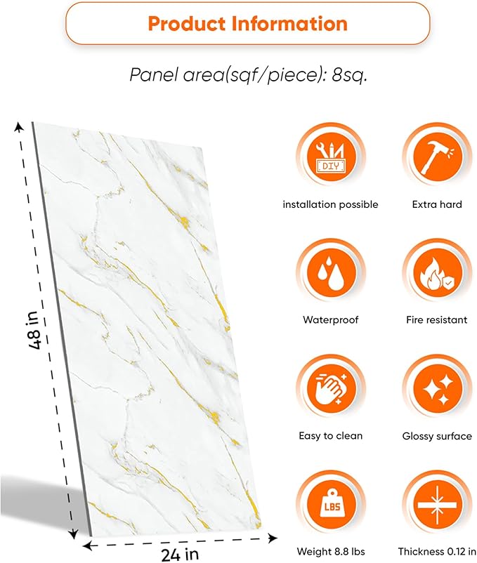 IZODEKOR Marble-Look Wall Panels – Set of 4, 47.24 × 23.62 inches – Alternative - Image 2