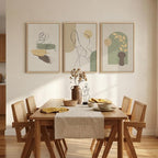 Framed Abstract Boho Wall Art for Living Room, 3 Piece Large Neutral Canvas - Image 3