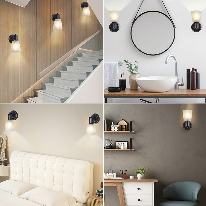 Wall Sconces Set of 2, Matte Black Vanity Lights - Image 6