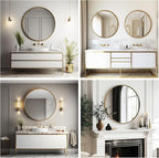 Sunniry Gold Round Mirror 16 inch, Small Round Mirror, Brushed Metal Frame - Image 6