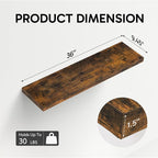 BAYKA Floating Shelves, 36 inches Long Wall Mounted Rustic Wood Shelves - Image 3