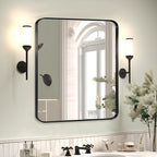 Black Metal Framed Bathroom Mirror - Image 2