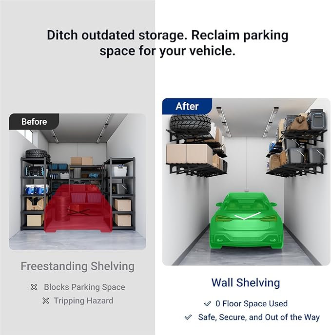 FLEXIMOUNTS 2-Pack 2x4ft 24-inch-by-48-inch Wall Shelf Garage Storage Rack Wall - Image 8