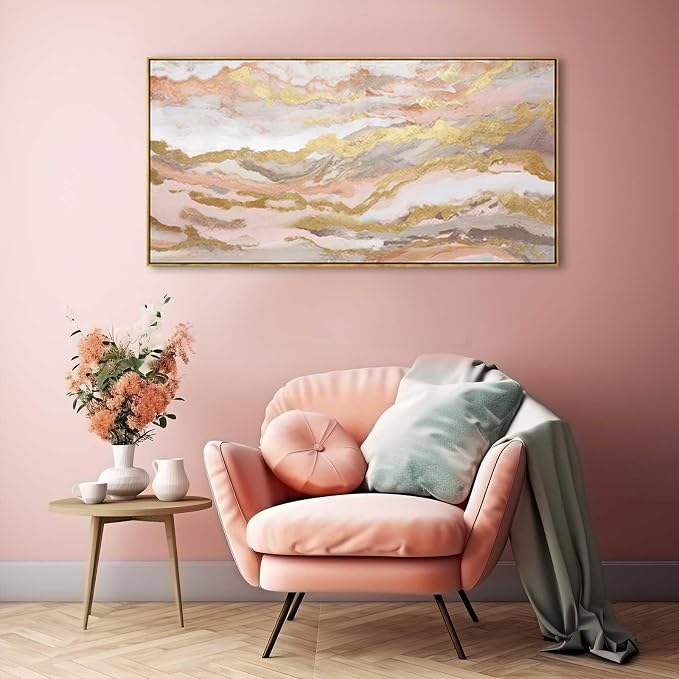 YJYart Pink Abstract Wall Art/Girl Room 20x40 Inch/Large Wall Art - Image 2