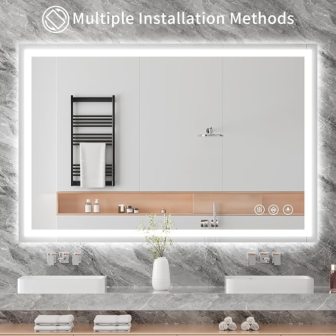 Koonmi 55"x30" LED Mirror for Bathroom, 90CRI Anti-Fog Vanity Mirror - Image 7