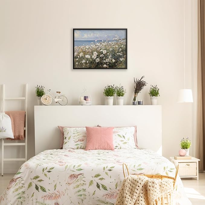 Nature Landscape Wall Art Coastal Wildflower Poster 24X36 inch Black Framed - Image 5