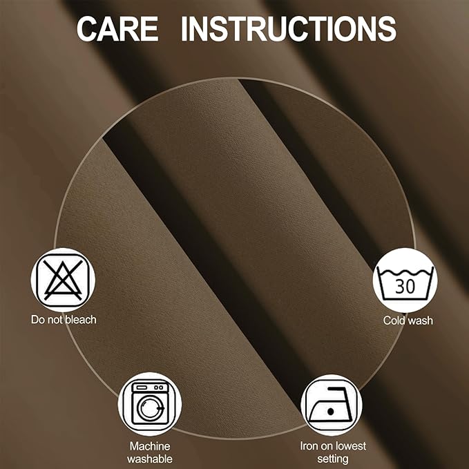 LEMOMO Blackout Curtains 52 x 108 inch/Brown Curtains Set of 2 Panels/Thermal - Image 4