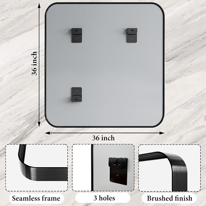 36 Inch Brushed Nickel Bathroom Mirrors - Image 4