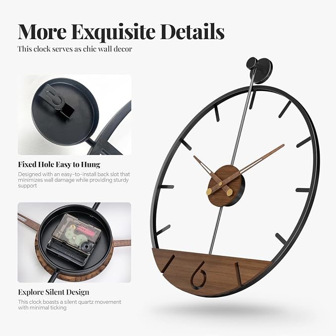 16 Inch Wall Clock, Modern Decorative Clock - Image 5
