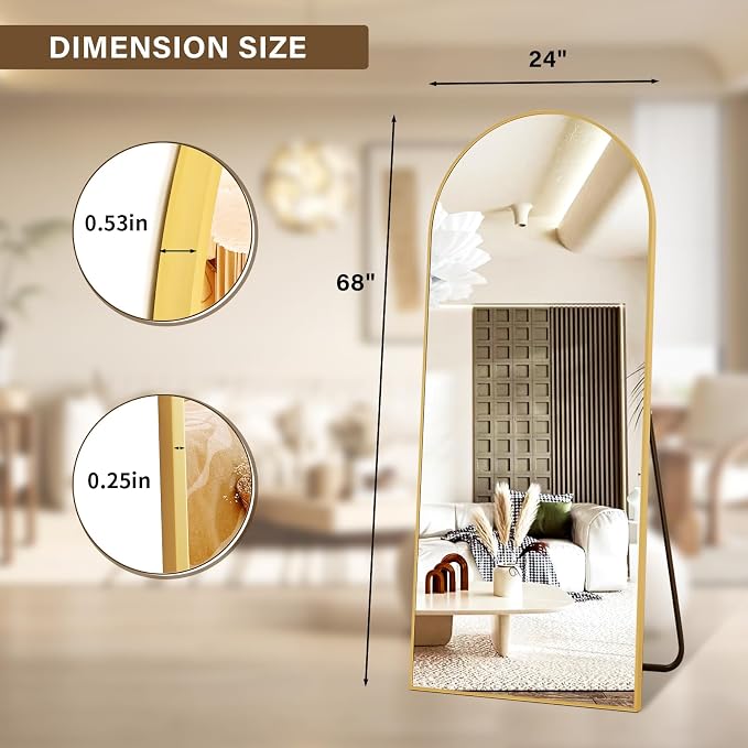 XRAMFY 24x68 Arched Full Length Mirror Floor Mirrors - Image 5