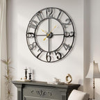 40 Inch Large Wall Clock, Silent Non-Ticking Battery Operated Black Metal Wall - Image 4