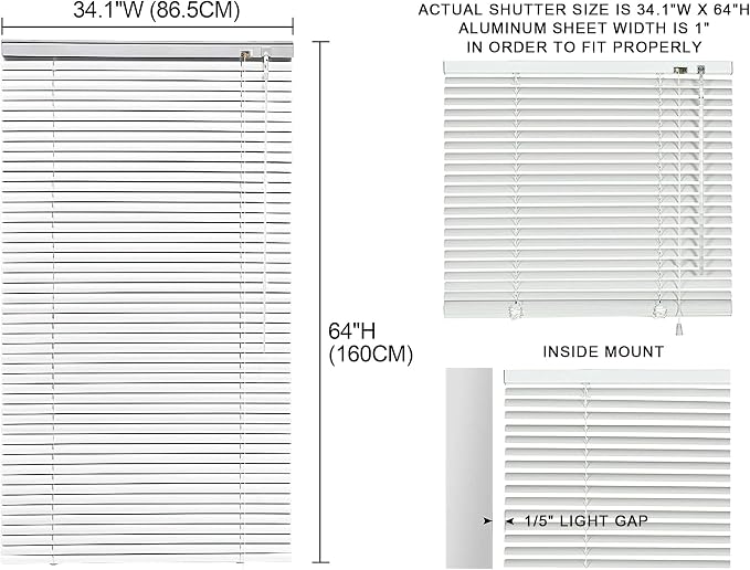 YIIBAII Mini Blinds Suitable for 38" W x 64" H Windows 1" Aluminum Horizontal - Image 6