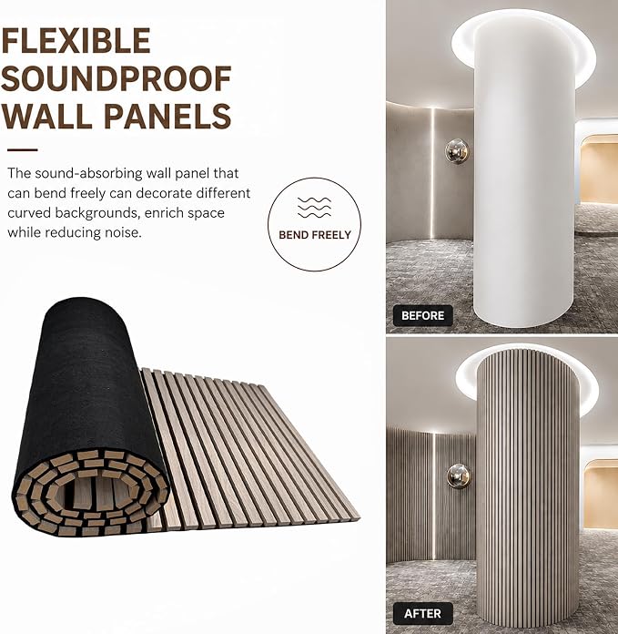 94.5 x 23.6 in Acoustic Wood Wall Panels, 3D Flexible Soundproof Wall Panels - Image 6