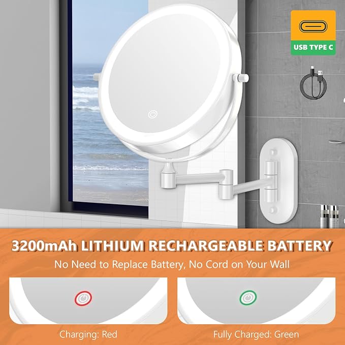 Auxmir 1X/30X Wall Mounted Makeup Mirror - Image 6