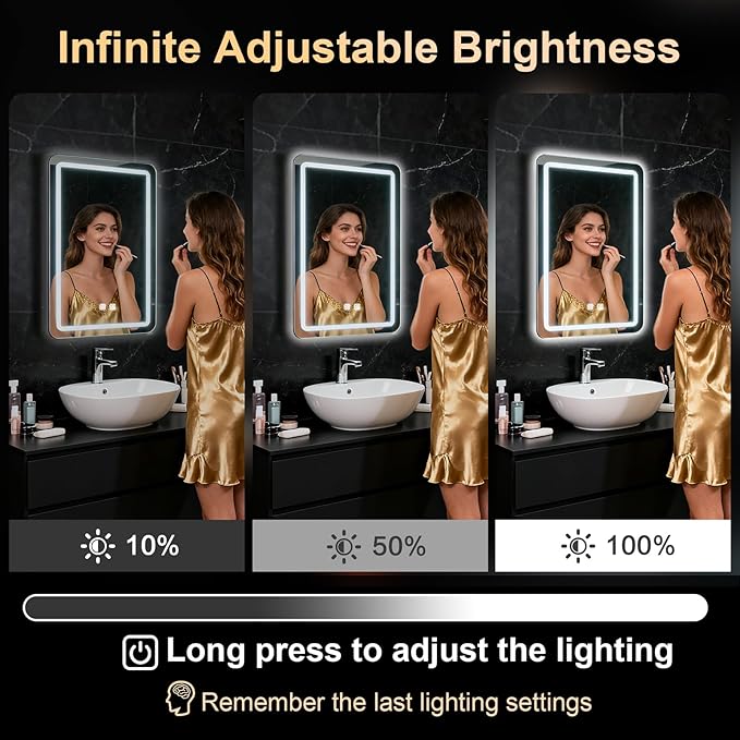 LED Bathroom Mirror, 16 x 24 Inch Anti-Fog Bathroom Mirror - Image 4