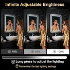 LED Bathroom Mirror, 16 x 24 Inch Anti-Fog Bathroom Mirror - Image 4