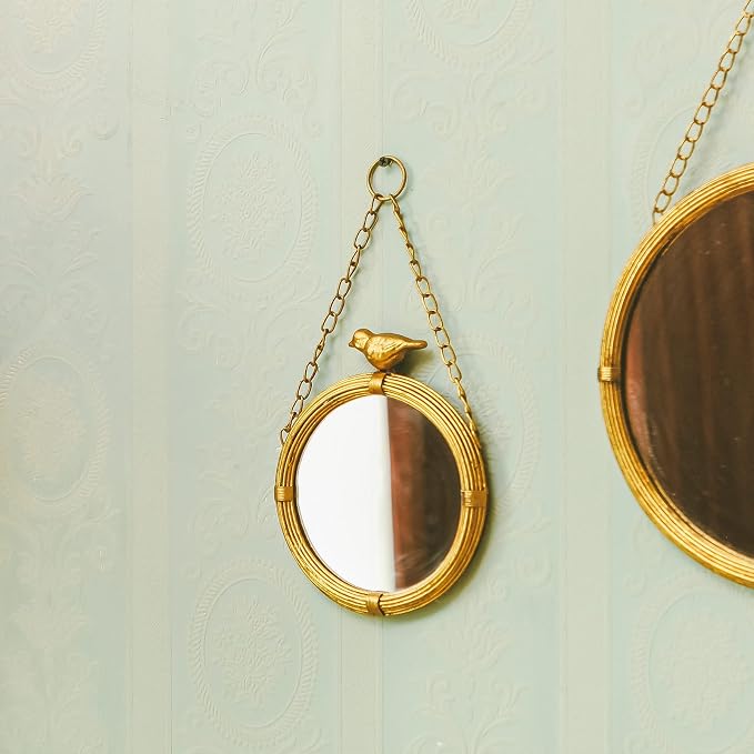 NIKKY HOME 6.7 Inch Decorative Small Hanging Mirrors Vintage Round Metal Framed - Image 2