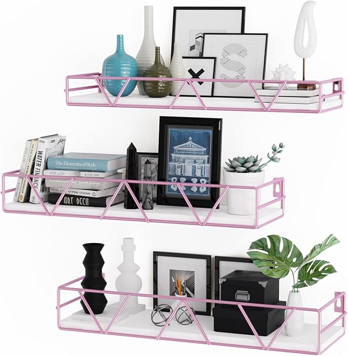 Amaoot Floating Shelves Set of 3, Home Wood Wall Shelf, Farmhouse Shelf by Amoot
