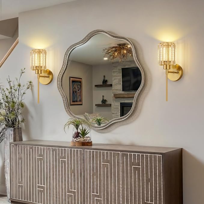 Crystal Battery Operated Wall Sconces, Brushed Gold Rechargeable Wireless Wall - Image 7