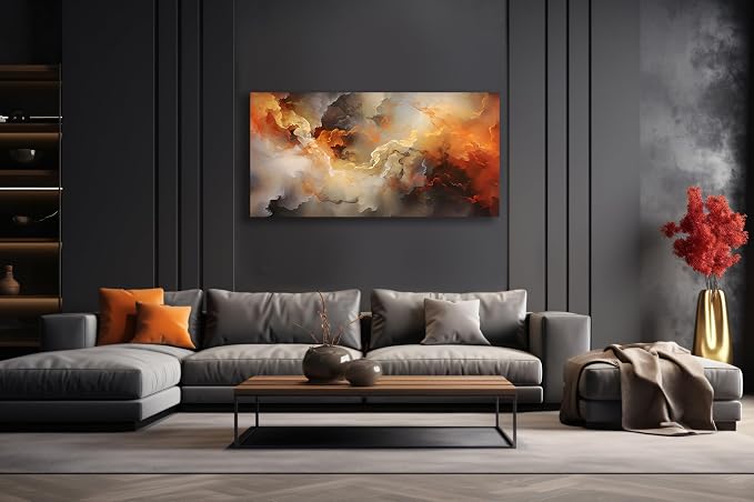 VHMING Abstract Wall Art Home Decor Orange Artwork Wall Art Prints Canvas - Image 2