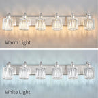 Crystal Bathroom Lighting Fixtures Over Mirror, 6 Light Brushed Nickel Vanity - Image 3
