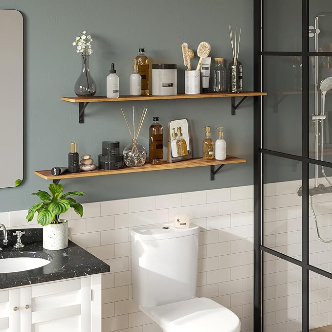 DINZI LVJ Long Wall Shelves, 47.3Inch Wall Mounted Shelves, Extra Large Storage - Image 5