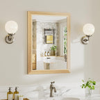 22x30 Inch Bathroom Mirror for Wall, Anti-Rust Oak Wood Grain Metal Framed by Briivuemodernmirrors
