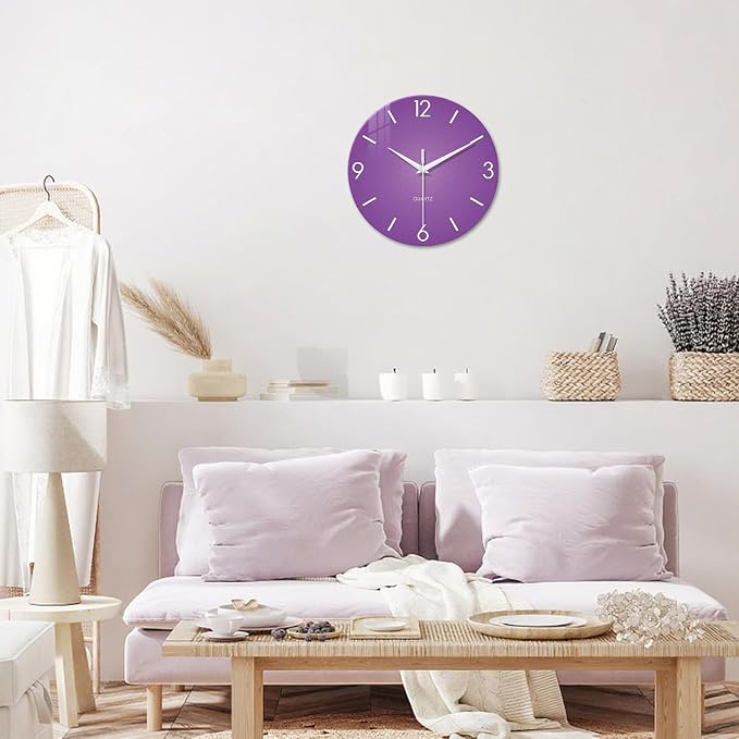 XFM Purple Wall Clock for Girls Bedroom Analog Simple Wall Clocks Battery - Image 6