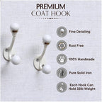 Indian Shelf Pack of 12 Double Prong White Decorative Coat Hooks Unique Coat - Image 2