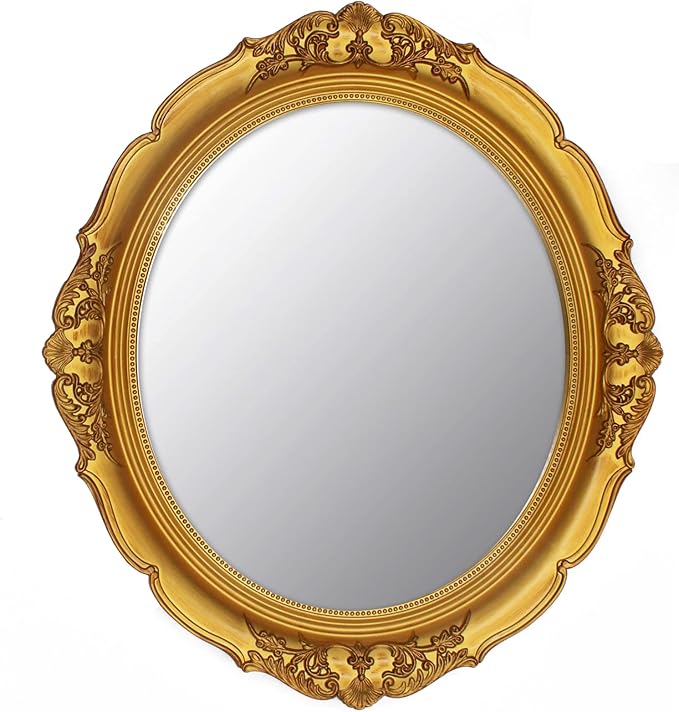 YCHMIR 14.8 x 13.1 inch Oval Wall Mirror Vintage Style Wall Mounted by YCHMIR