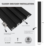 Wood Slat Wall Panels 8 Pack 96x6.3in Modern Black WPC Panels - Image 6