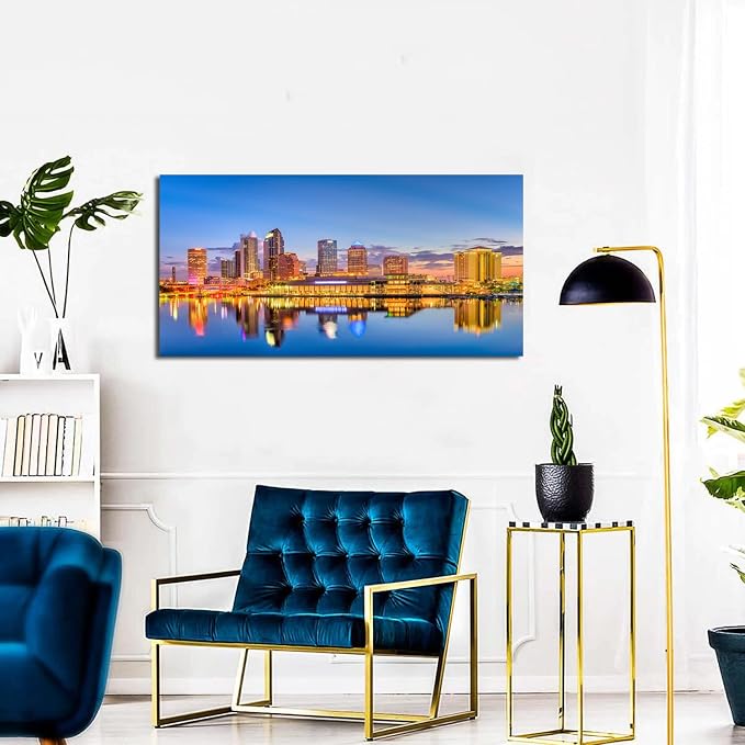 AIYISU Florida Wall Art Tampa Downtown Skyline Canvas Picture USA City - Image 6